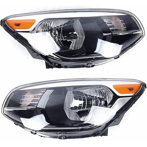 LOYALHEARTDY For 2014 2015 2016 2017 2018 2019 Kia Soul Headlights Assembly, Driver and Passenger Side Headlight Left+Right Headlamp Chrome Housing Halogen Front Headlight (US Stock)