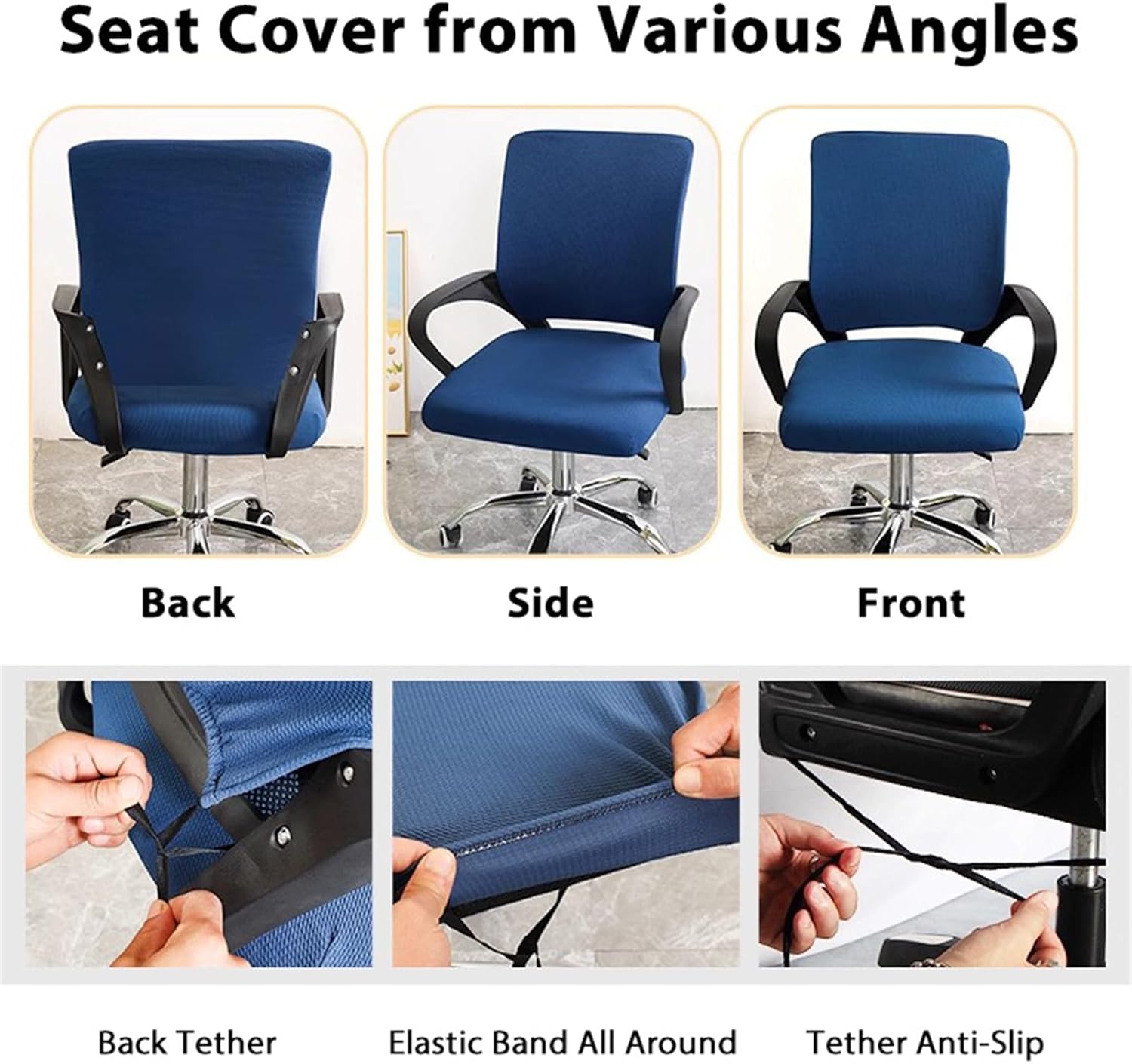 Stretch Elastic Office Chair Cover 2-Piece, Non Slip Removable Universal for Desk Chairs - Home and Office Decorative Furniture Protector,Red