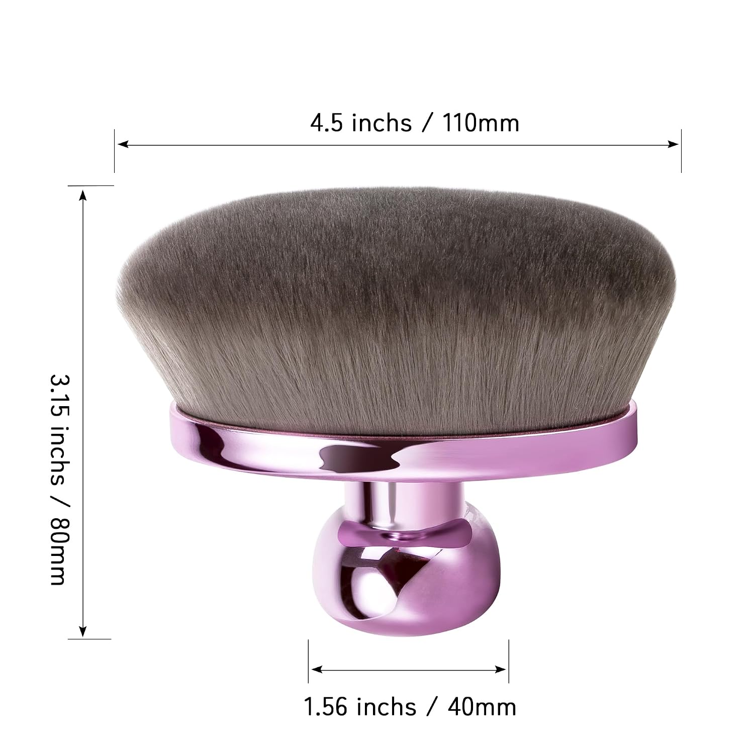 Extra Large Body Makeup Brush For Self Tanner, Leg Makeup &Bronzer Blend,116mm Oval-headed Kabuki Brush More Even Application, Sunscreen Face&Back Makeup Brush.Patent Pending (Purple-Bag)