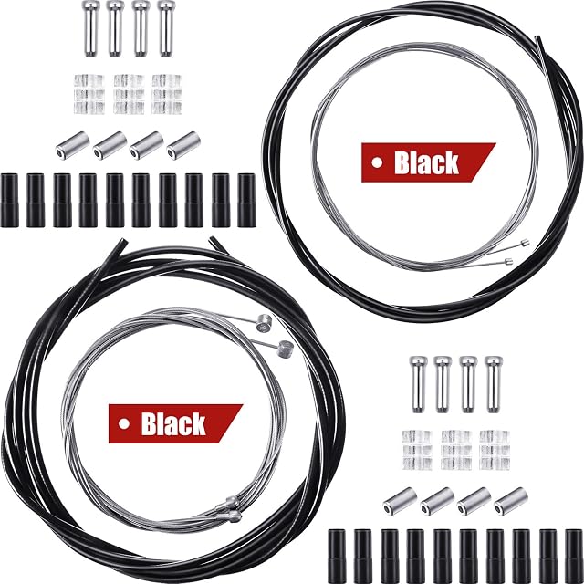 Universal Bicycle Transmission Line Bicycle Shift Derailleur Cable and Brake Cable Kit for Bicycle Mountain Road Bike Repair (Black)