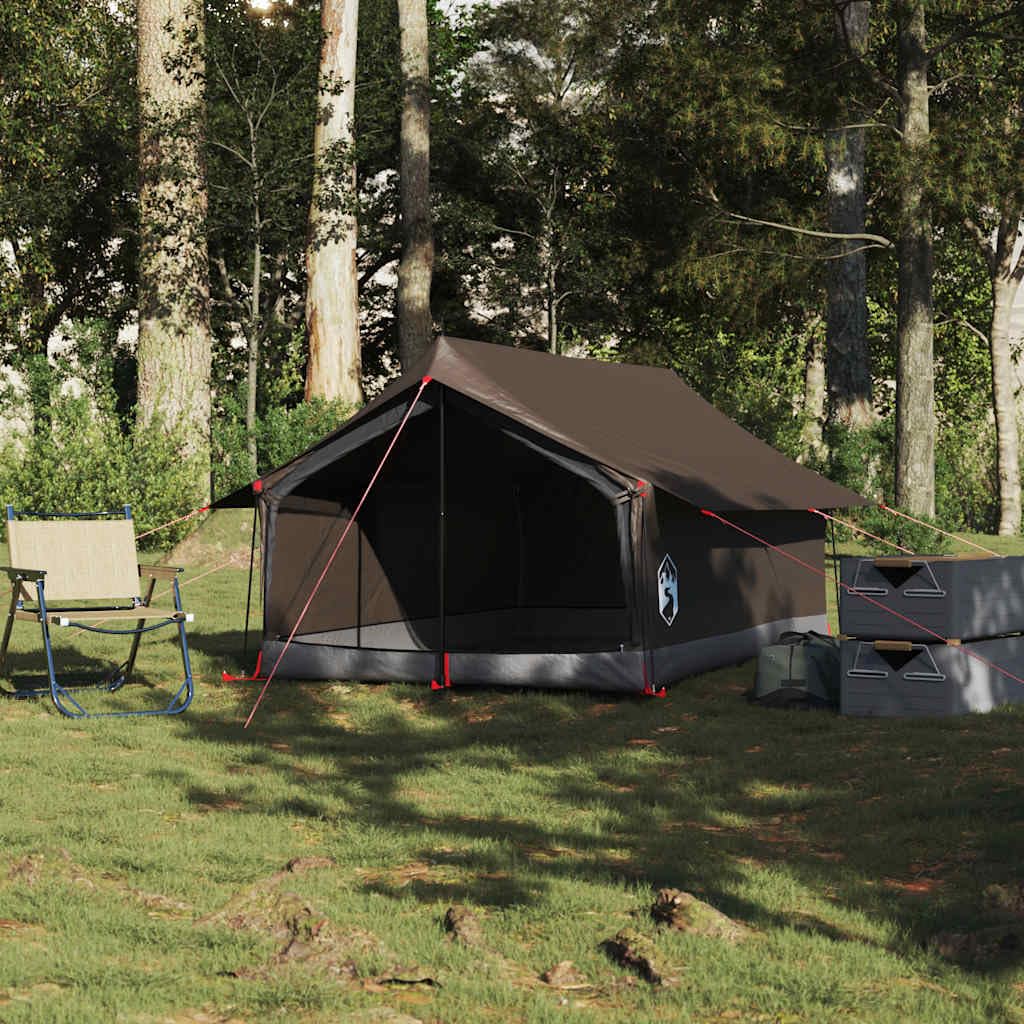 Tente de Camping 2 Personnes Canadienne en Polyester, Tente de Randonnée Légère avec Sac de Transport pour Bivouac et Camping Vert Olive 200 x 124 x 98 cm