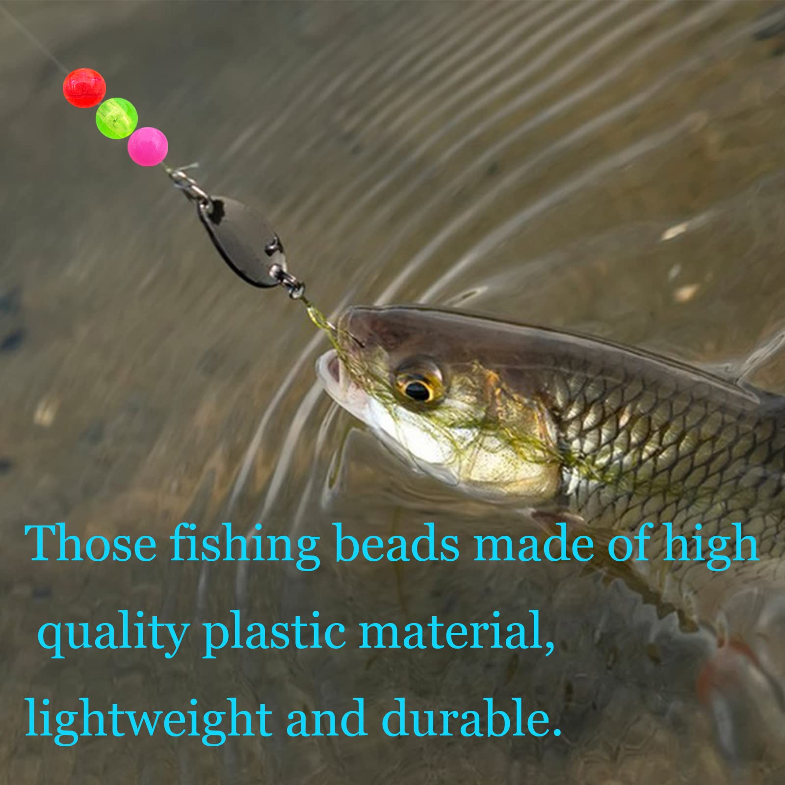 1000PCS 5mm Fishing Beads Accessories Set Mix 10 Colors Round Fishing Rig Beads Luminous Plastic Fishing Line Beads