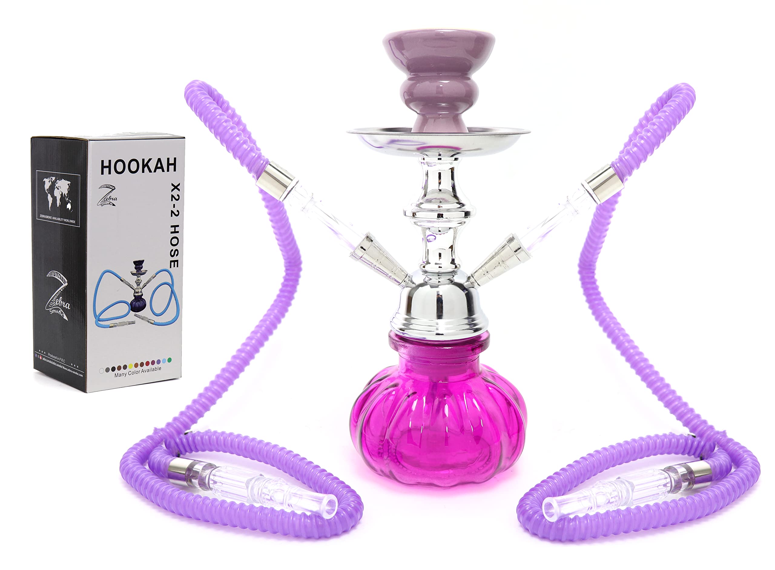 Zebra Smoke X2 Edition: 11 Premium 2 Hose Sharing Pumpkin Style Hookah / Washable Hose White 0