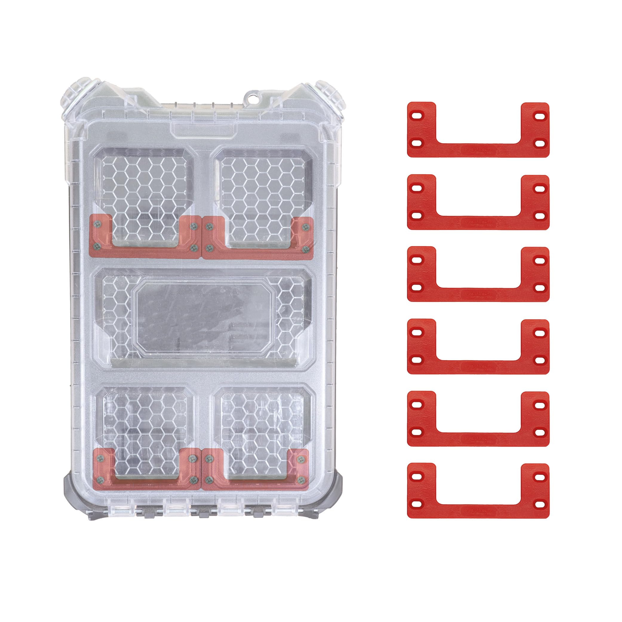 StealthMounts Red Packout Mounting Cleats (6 Pack) | Tool Box Storage System | Mount Anywhere | Compatible with Milwaukee Packout Red