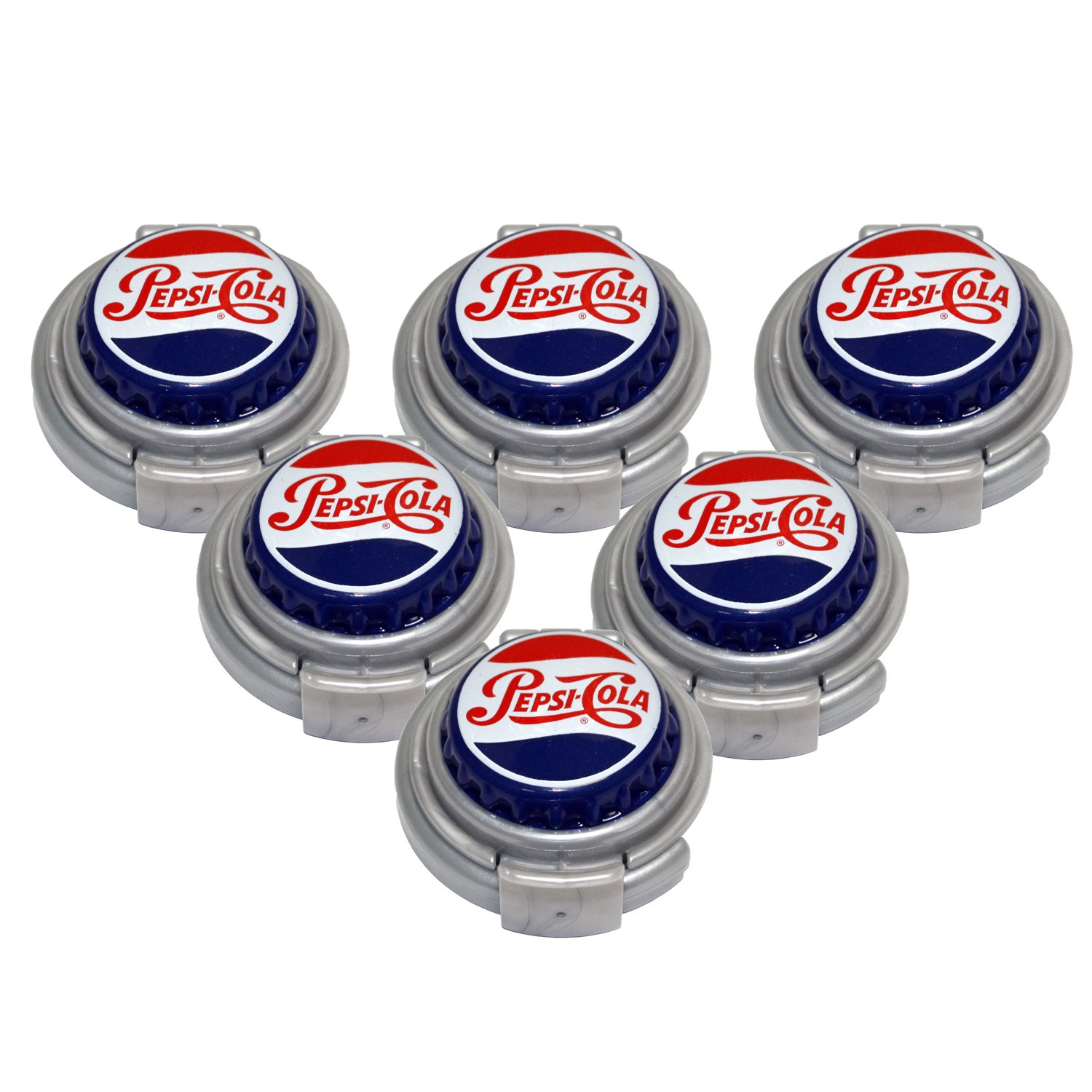 Jokari 6 Count Pepsi Heritage Logo Soda Can Pump and Pour, Red/White/Blue