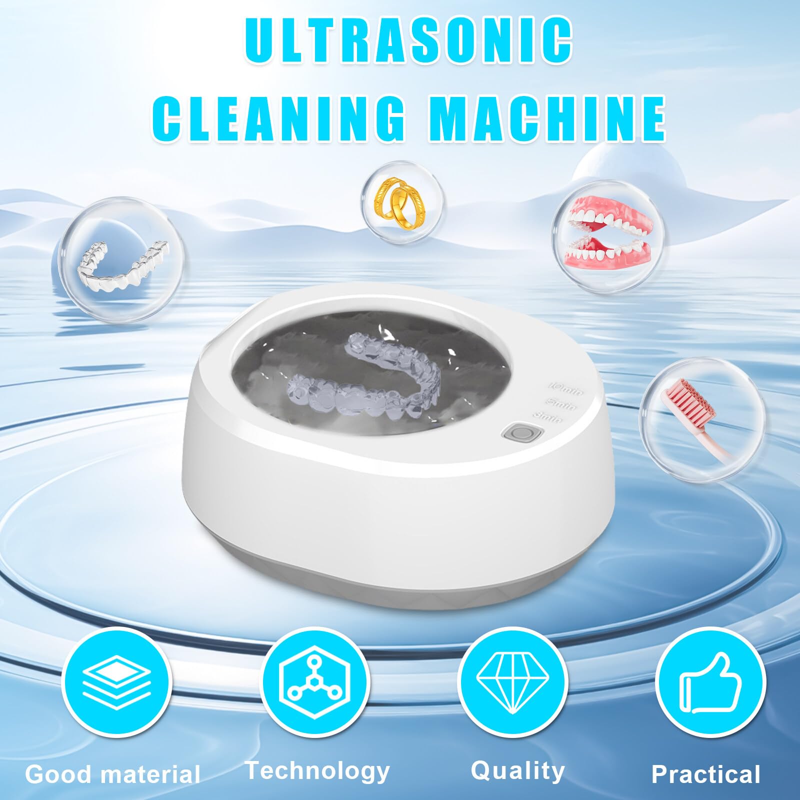 Produktbild von CREWORKS 3L Ultraschallreiniger Mit Heizung, Timer, Edelstahl – Für Schmuck, Brillen, Prothesen & Werkzeug
