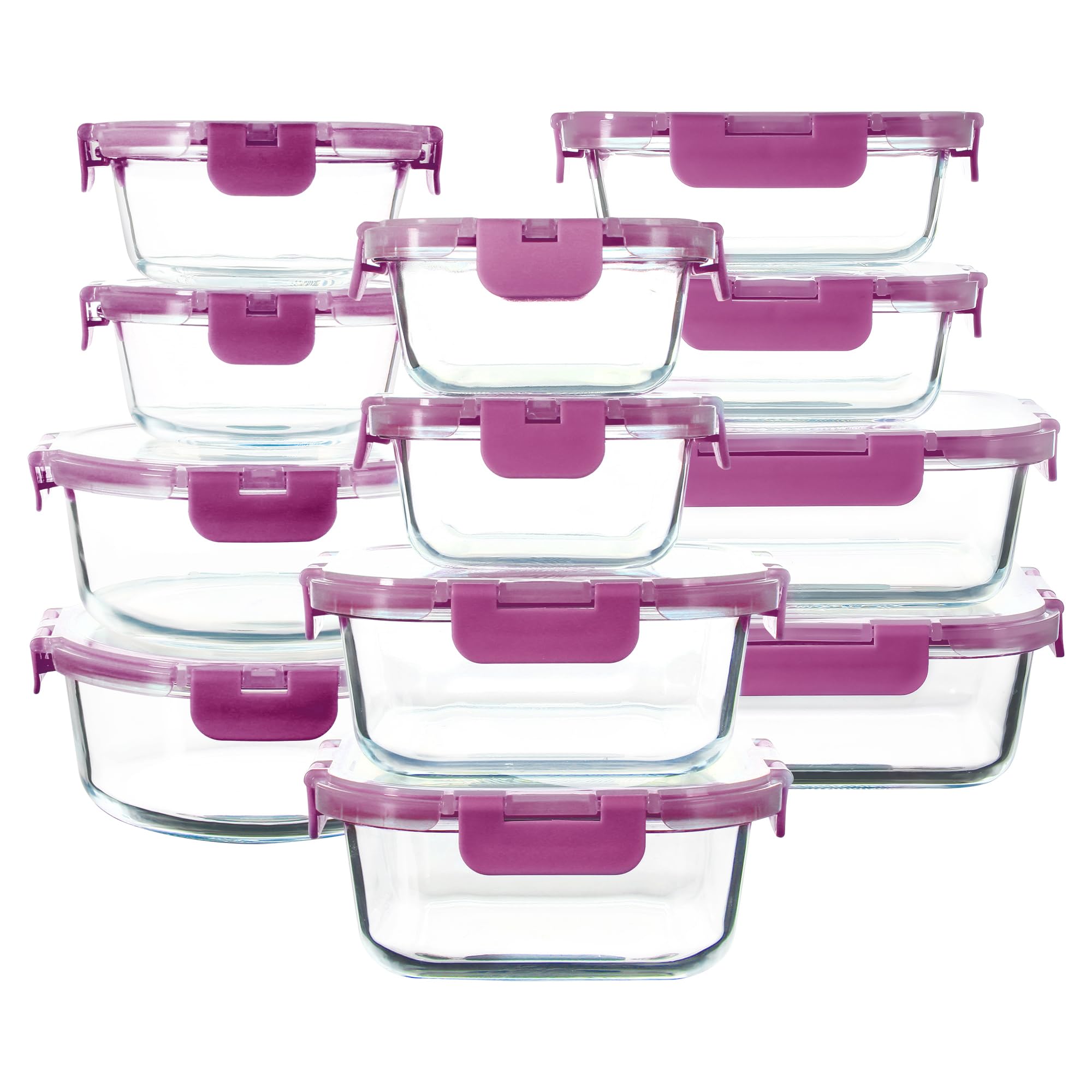 C CREST 12-teiliges Meal Prep Glasbehälter-Set mit Deckel, ideal für die Aufbewahrung und Frische, verschiedene Größen und Formen für ultimative Organisation | Ideal für die Aufbewahrung und Frische von Lebensmitteln, verschiedene Größen und Formen, ultim