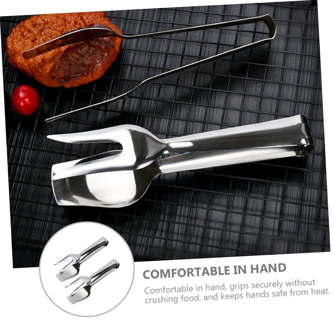 TOYANDONA 2 pezzi Pinze da Cucina in Acciaio Resistente per Servire Cibo Clip Alimentari Resistenti per Insalate Pane e Barbecue Impugnatura Sicura e Antiscivolo per Uso Domestico e Outdoor