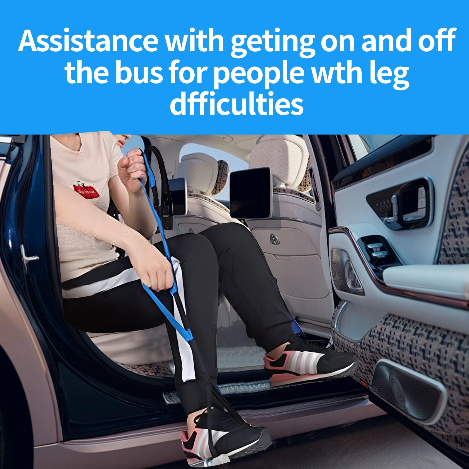 40' Long Leg Lifter Strap with Handgrips and Feet Loop Rigid Leg Lifter Hip&Knee Replacement Surgery Recovery Kit Mobility Aids Foot Lifter Easily Get in Out of Bed,Car,Wheelchair for Disables Elderly - Image 4
