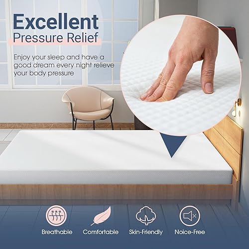 Miniatura 4 de Colchón matrimonial de 5 pulgadas, colchón de espuma viscoelástica de gel, certificado CertiPUR-US para aliviar la presión del sueño más fresco,