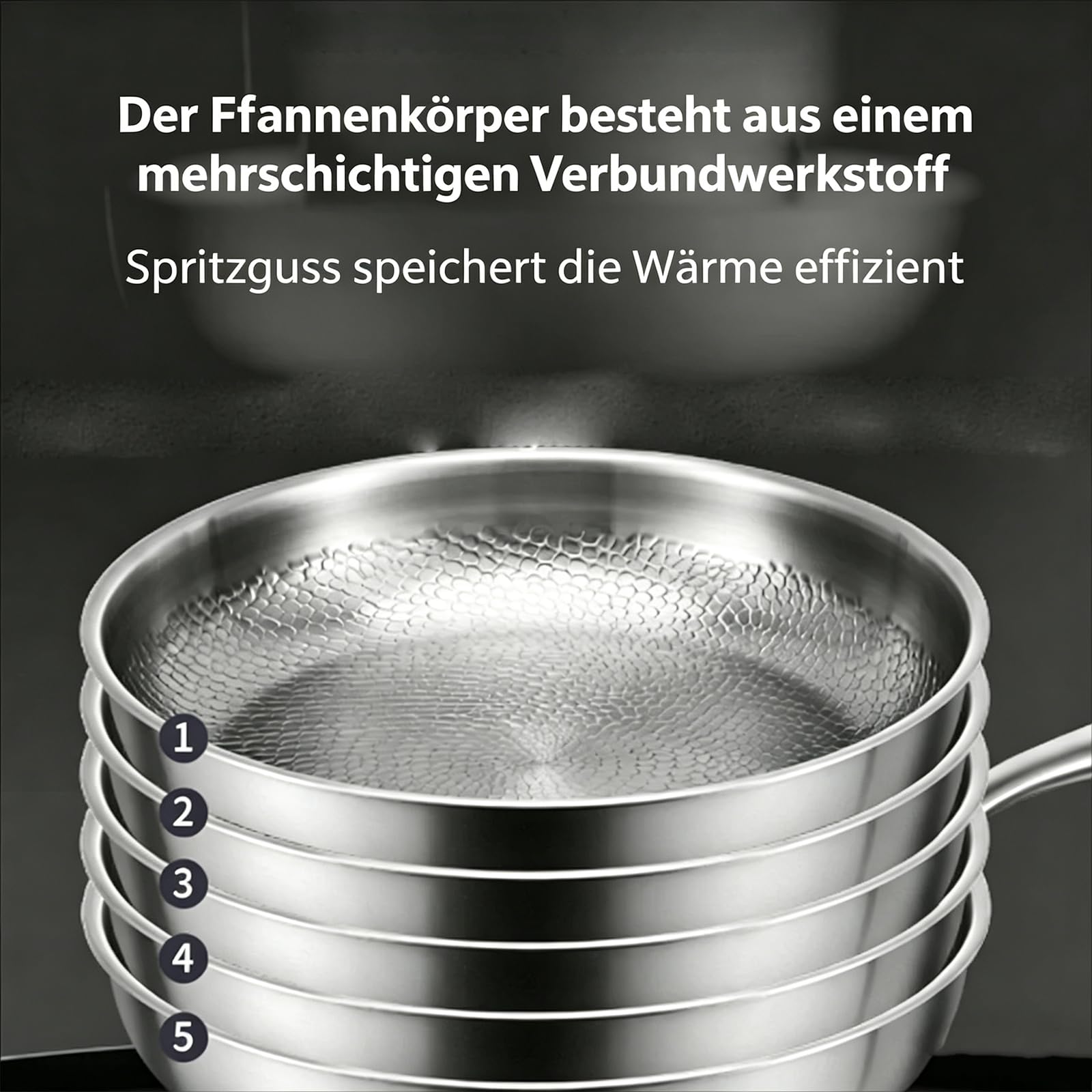 Titanium Pro Pfanne, Titanpfanne mit Deckel und Spatel (Ohne Deckel,22cm)