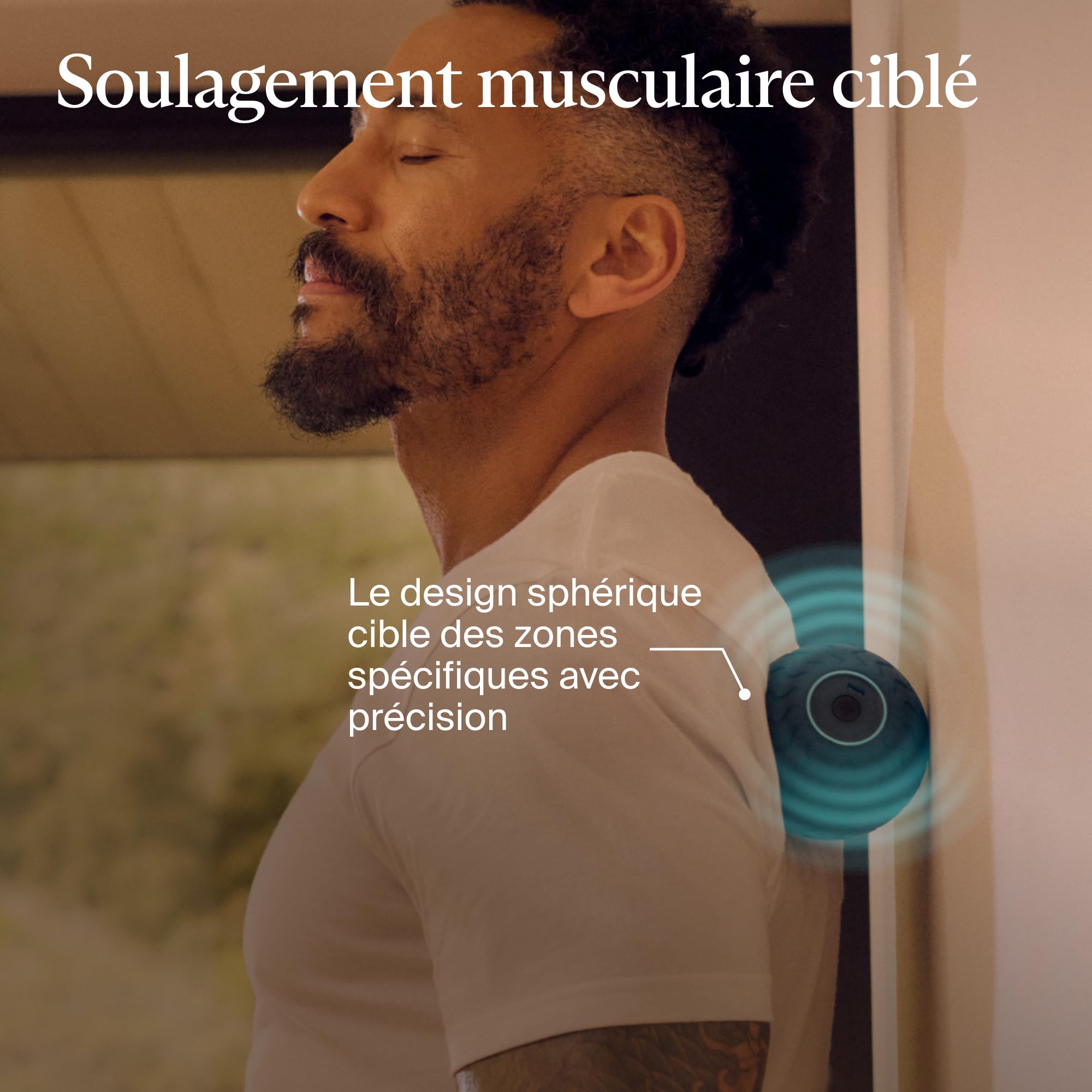 Wave Solo Série Wave - Appareil de massage portable pour les athlètes - Balle de thérapie par vibration - Technologie QuietRoll™ - 3 fréquences de vibration personnalisables dans l'appli Therabody