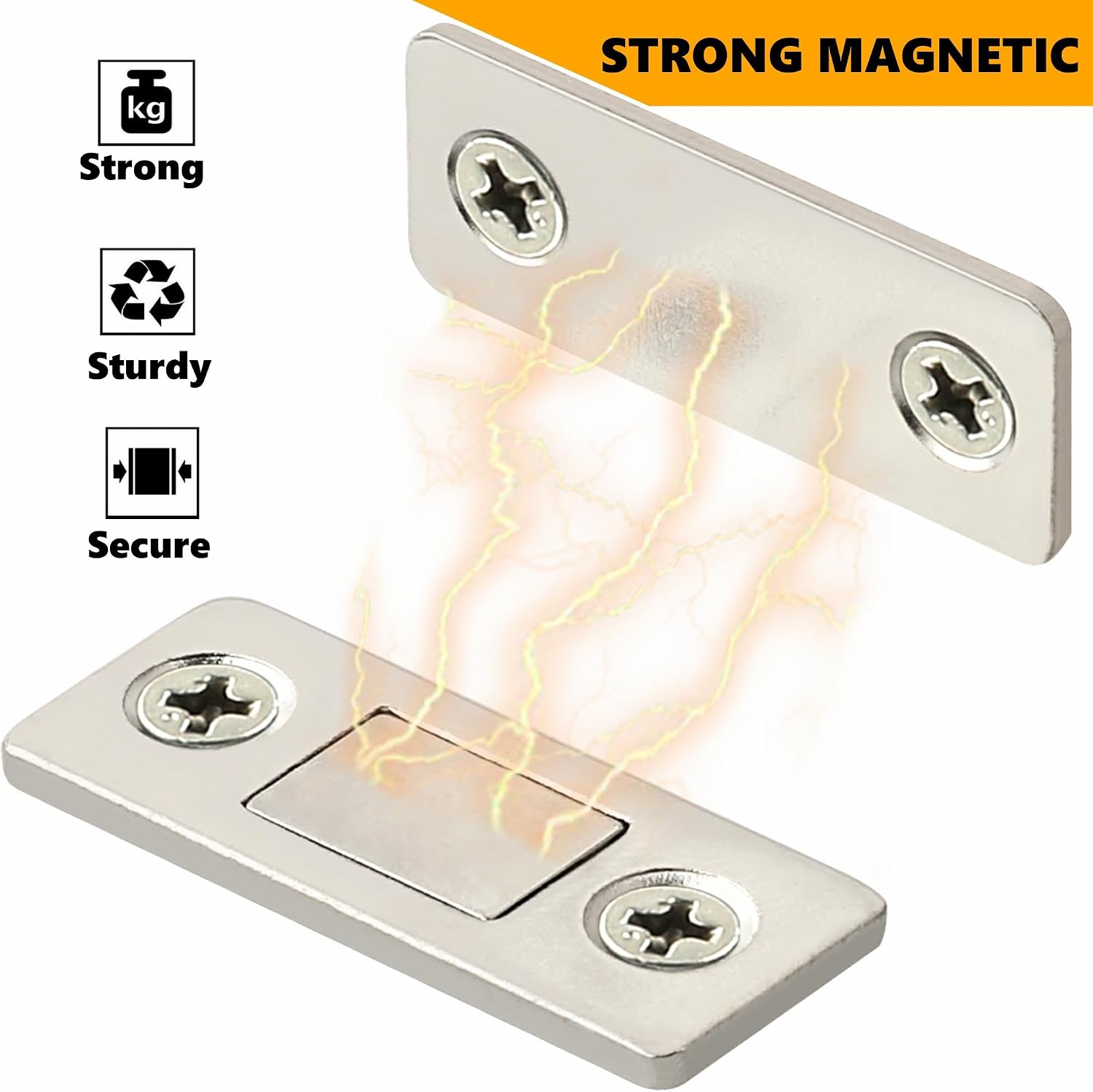 Alise Brushed Cabinet Magnetic Catch, Magnetic Door Catch Closer,8 Pcs | Ultra Thin Stainless Steel Adhesive Door Closer Latches for Cabinet Drawer Wardrobe Closet Closures