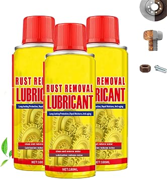 6.1oz Anti-Rust Lubricant Spray & Rust Remover for Metal, Multi-Purpose Penetrating Oil, Fast-Acting Lubricant Rust Dissolver for Vehicles, Tools, Chains, Bolts & Hinges 3 pcs