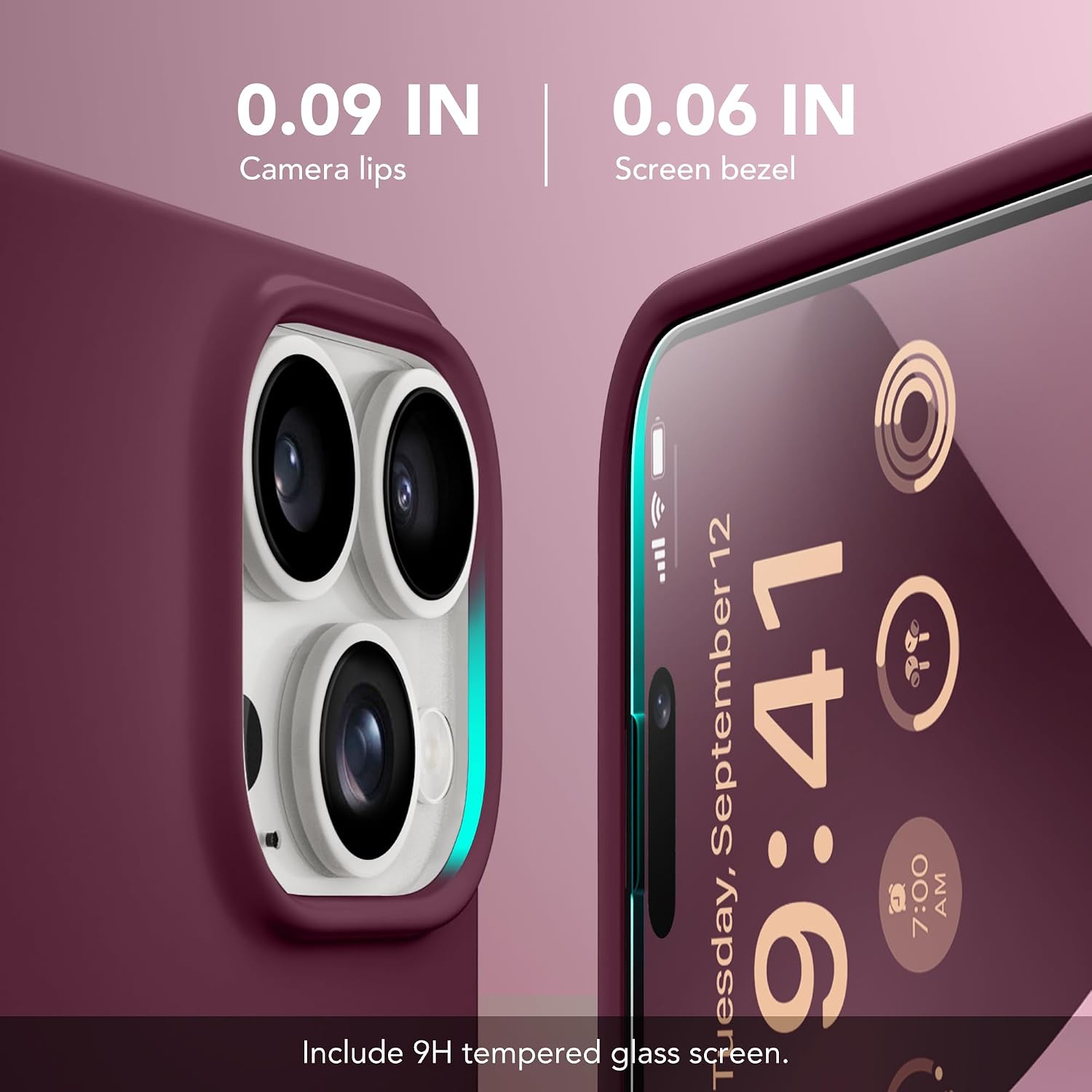  Magnetic for iPhone 14 Pro Case, Silicone Cover Wine Red | Compatible with MagSafe, Camera Button & Screen Protector, Microfiber Lining, 3 Layers Soft Gel Rubber Shockproof Slim 6.1" thumbnail