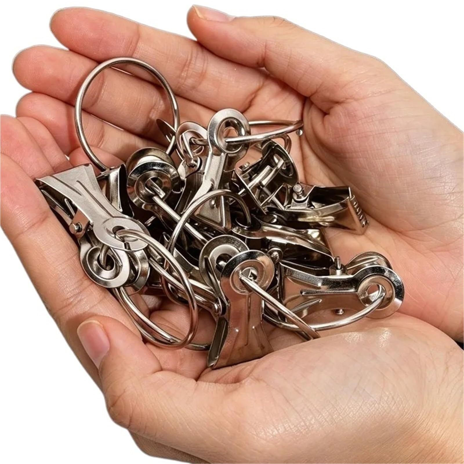 Duschvorhangringe 50/10 Stück Edelstahl-Gardinenstangen-Clips mit Ringen for Zuhause, Schlafzimmer, Badezimmer, dekorative Aufhänger-Schnallen(50PCS)