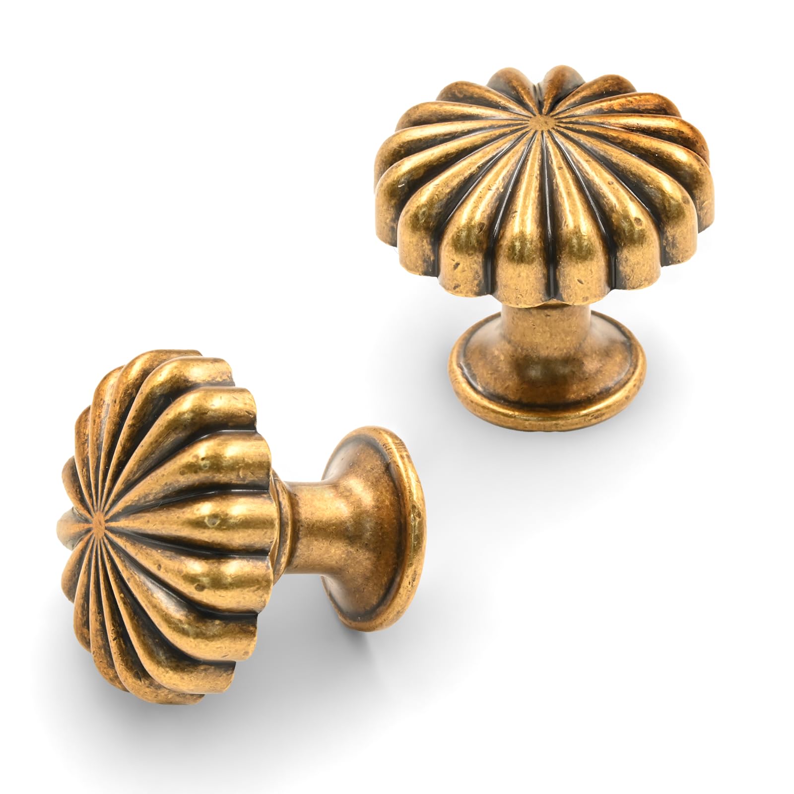 9BUILD Paquete de 10 pomos de latón antiguo de 1.2 pulgadas, pomos de gabinete de cocina, pomos redondos de tocador vintage, pomos de cocina para armarios, pomos retro para armarios y cajones
