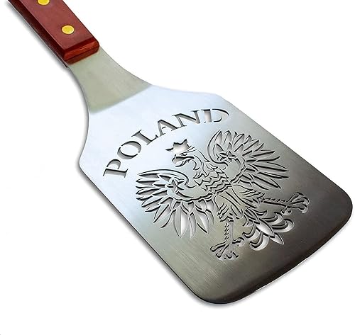 Miniatura 1 de Polart, Polish White Eagle - Espátula para parrilla de acero inoxidable con abridor de botellas y mango de madera, accesorios de parrilla para