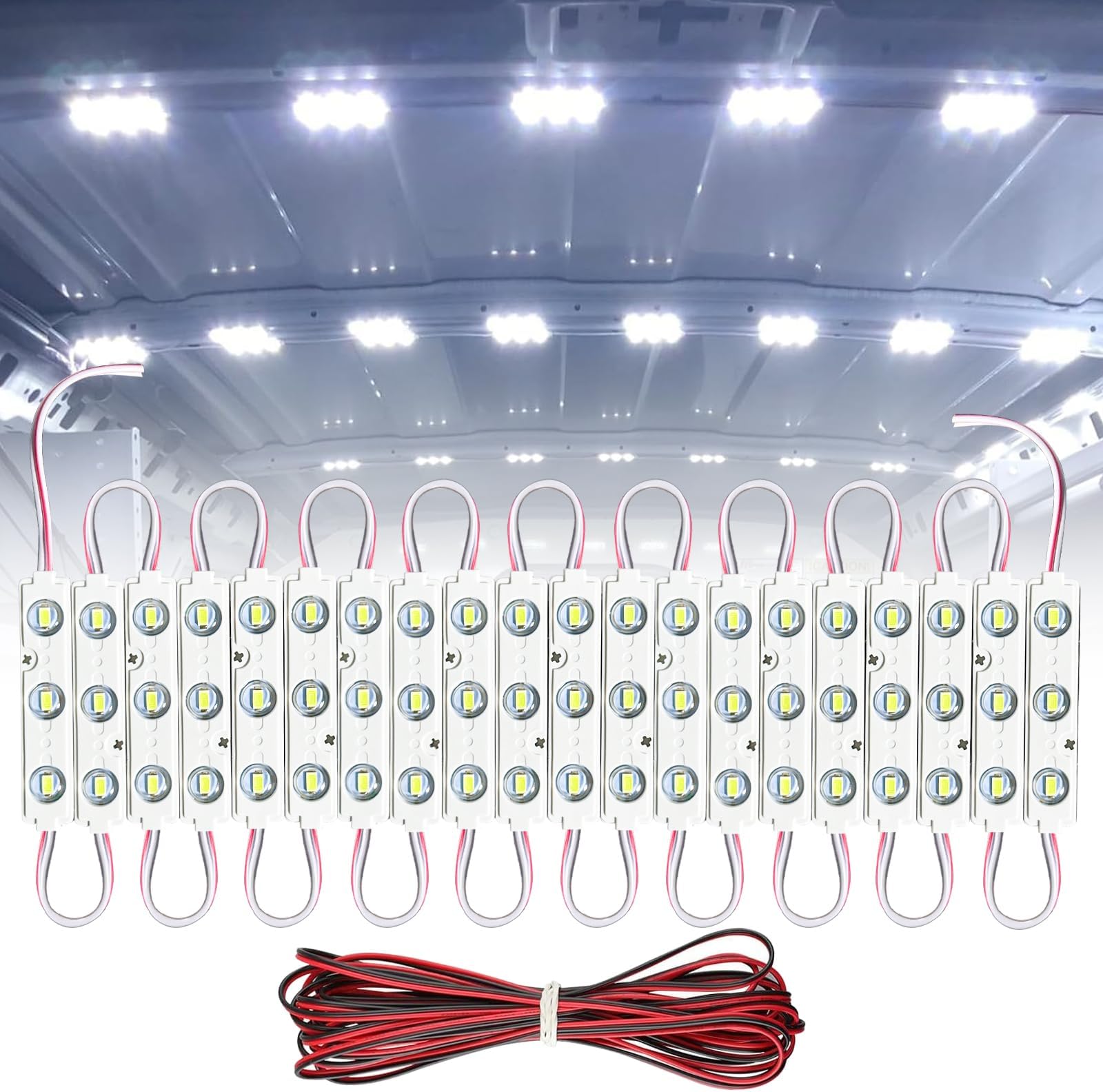 Topcloud 60 LEDs 12V Van Interior Light Car LED Ceiling Lights Kit, Super Bright Lighting Dome Lamp for Van RV Truck Auto Vehicle Boats Caravans Trailers Lorries Cargo Transit Bus LWB VW