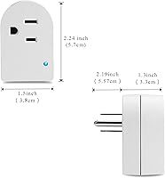 Vista 2 de Enchufe protector de sobretensión, adaptador de toma de tierra de pared con luz indicadora, 1 tomacorriente, 245J/125V, ETL, blanco, paquete de 3