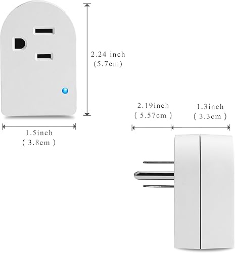 Miniatura 2 de Enchufe protector de sobretensión, adaptador de toma de tierra de pared con luz indicadora, 1 tomacorriente, 245J125V, ETL, blanco, paquete de 4