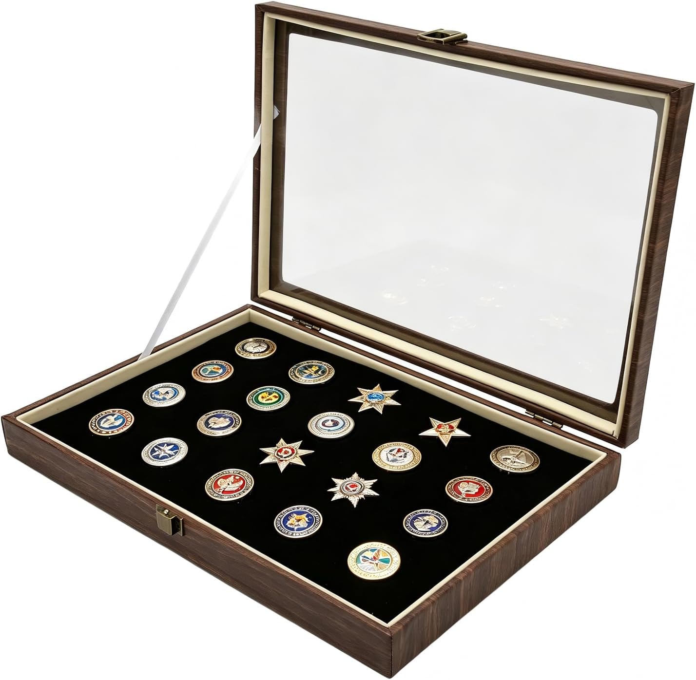 Enamel Pin Display Case, Challenge Coin Display Shadow Box Frame, Pin Collection Display Jewelry Organizer Box Jewelry Display Case for Military Medals, Beach Tags, Jewelry Pins, Pin Gift