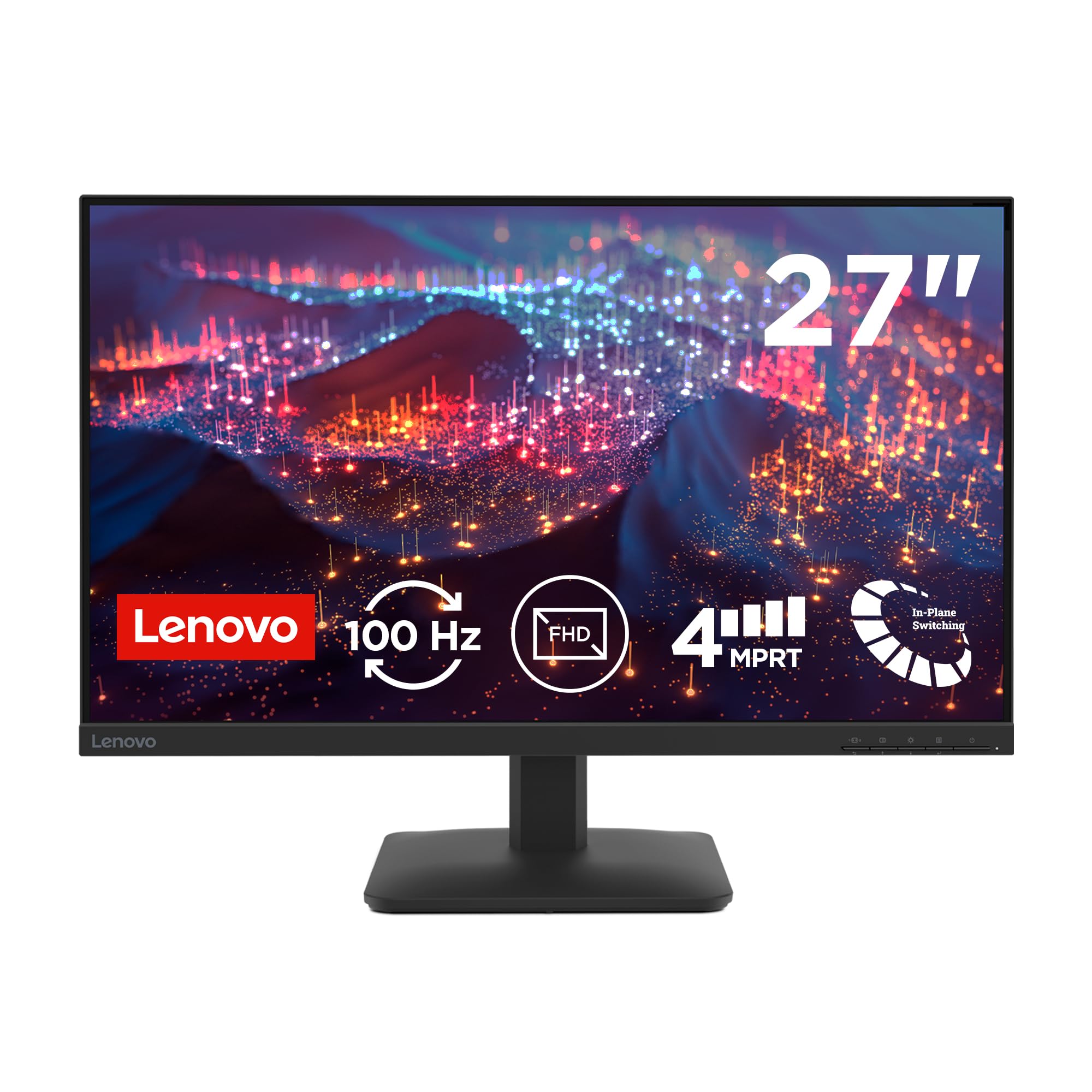 Lenovo L27-41 Monitor 27" FHD (1920x1080) Frameless, IPS, 100Hz, Regolabile, Porte HDMI e VGA, Cavo HDMI incluso - Raven Black