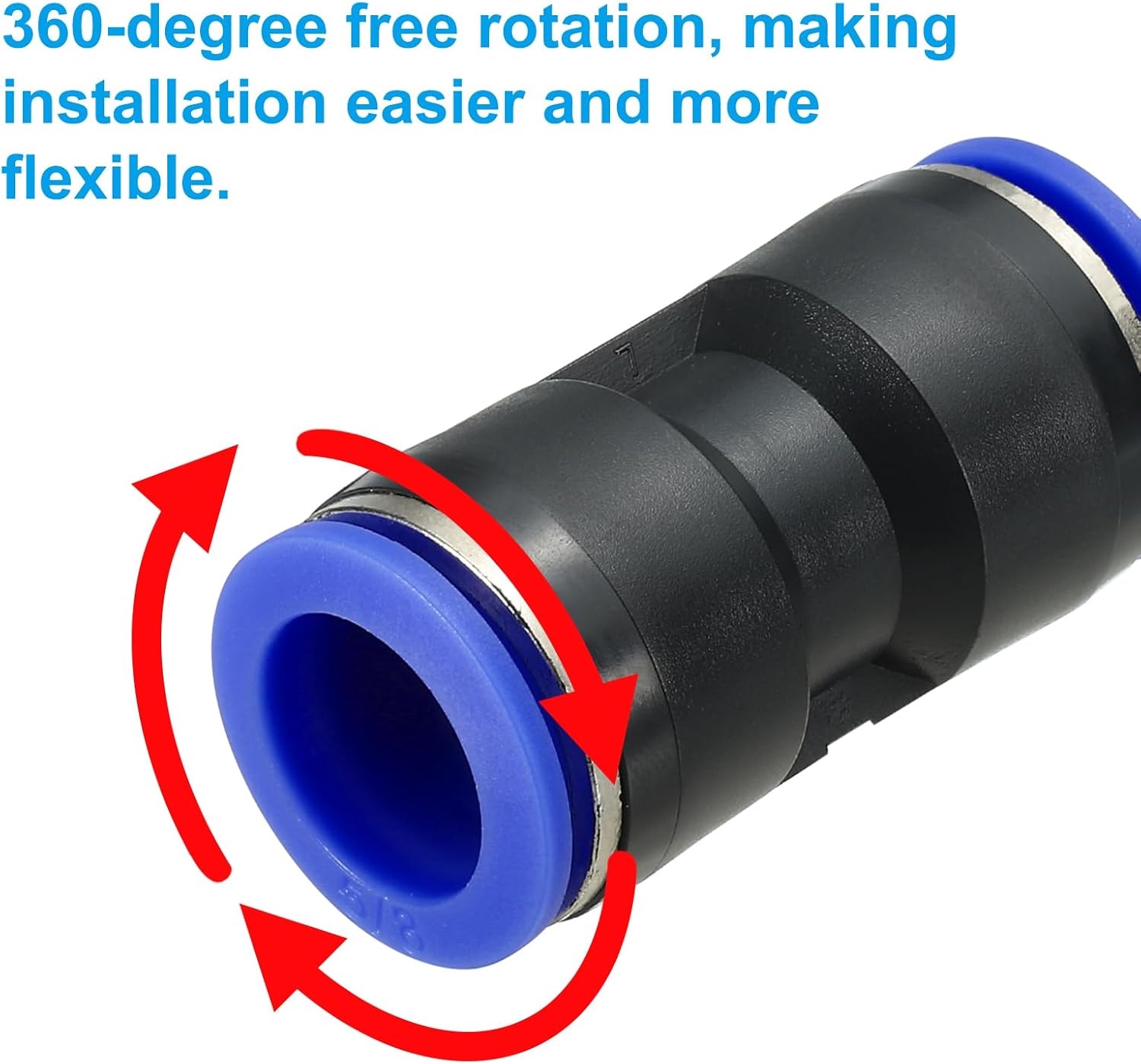 PATIKIL 5/8 Inches Push to Connect Fittings, 5Pcs Plastic Air Line Hose Fitting Quick Release Pneumatic Connectors Straight Union Two Way Coupler for Tube, Blue