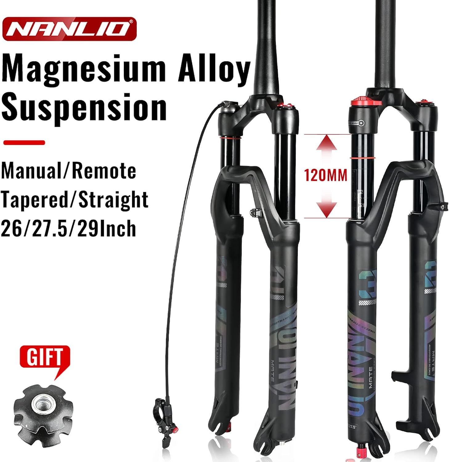 Mate Bicycle Suspension Forks - 26/27.5/29 Inch Oil and Air Fork - Rebound Adjustment - Mountain Bike Fork with 120mm Travel