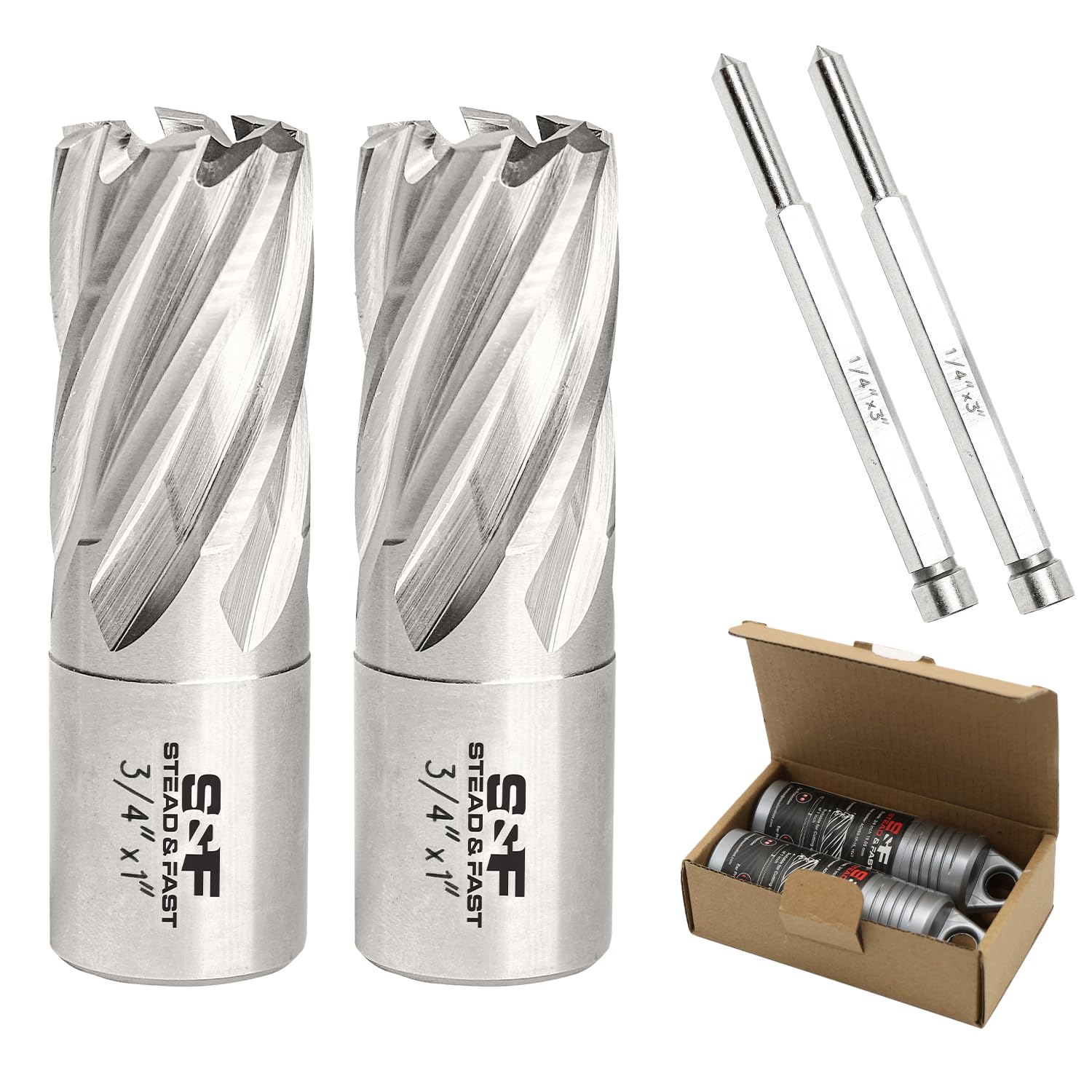 S&F STEAD & FAST Annular Cutter Set, 2-pc, 13/16" Diameter x 1" Depth of Cut for Magnetic Drill Press