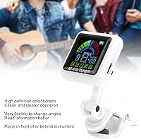 Vista 6 de Afinador de clip recargable USB para guitarra eléctrica, violín, ukelele con pantalla a color (AT-102 blanco)