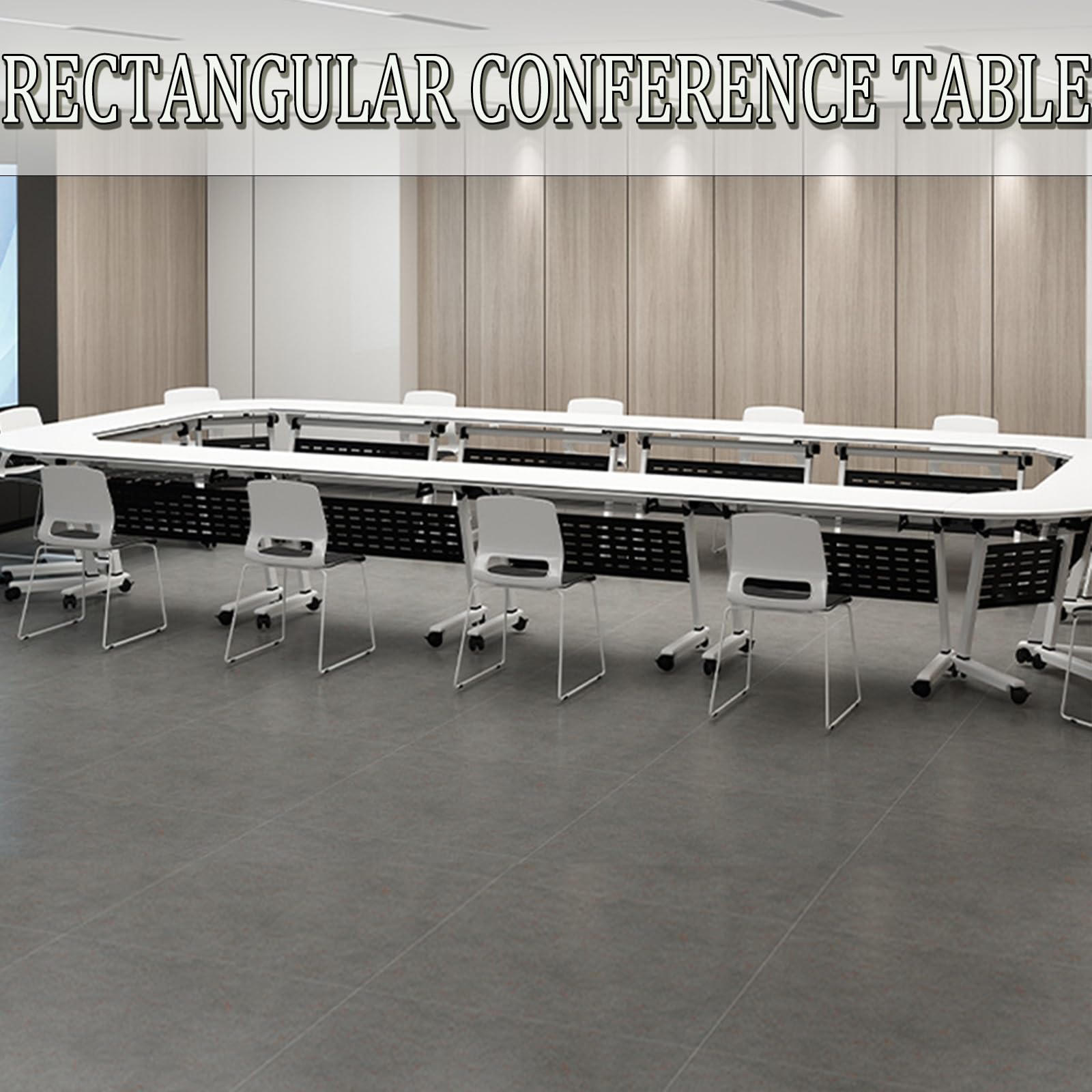 Klappbarer Konferenztisch, Konferenzraumtisch-Set mit Tisch und Stühlen (1 Tisch und 2 Stühle), mobiler, klappbarer Besprechungstisch für Büro, Klassenzimmer, 120 x 60 cm