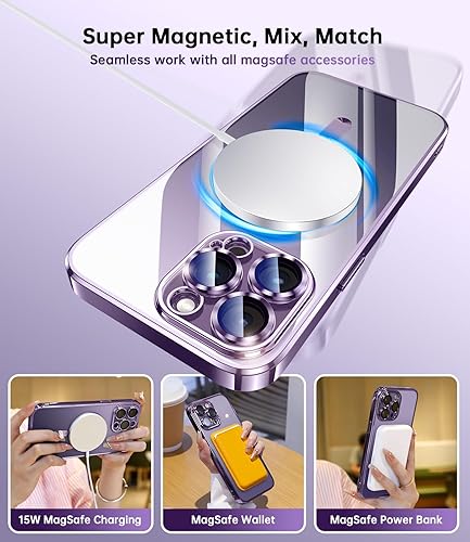 Miniatura 5 de Waldeng Funda para iPhone 14 Pro Max con protector integrado de lente de cámara, compatible con MagSafe, exterior original, transparente para iPhone