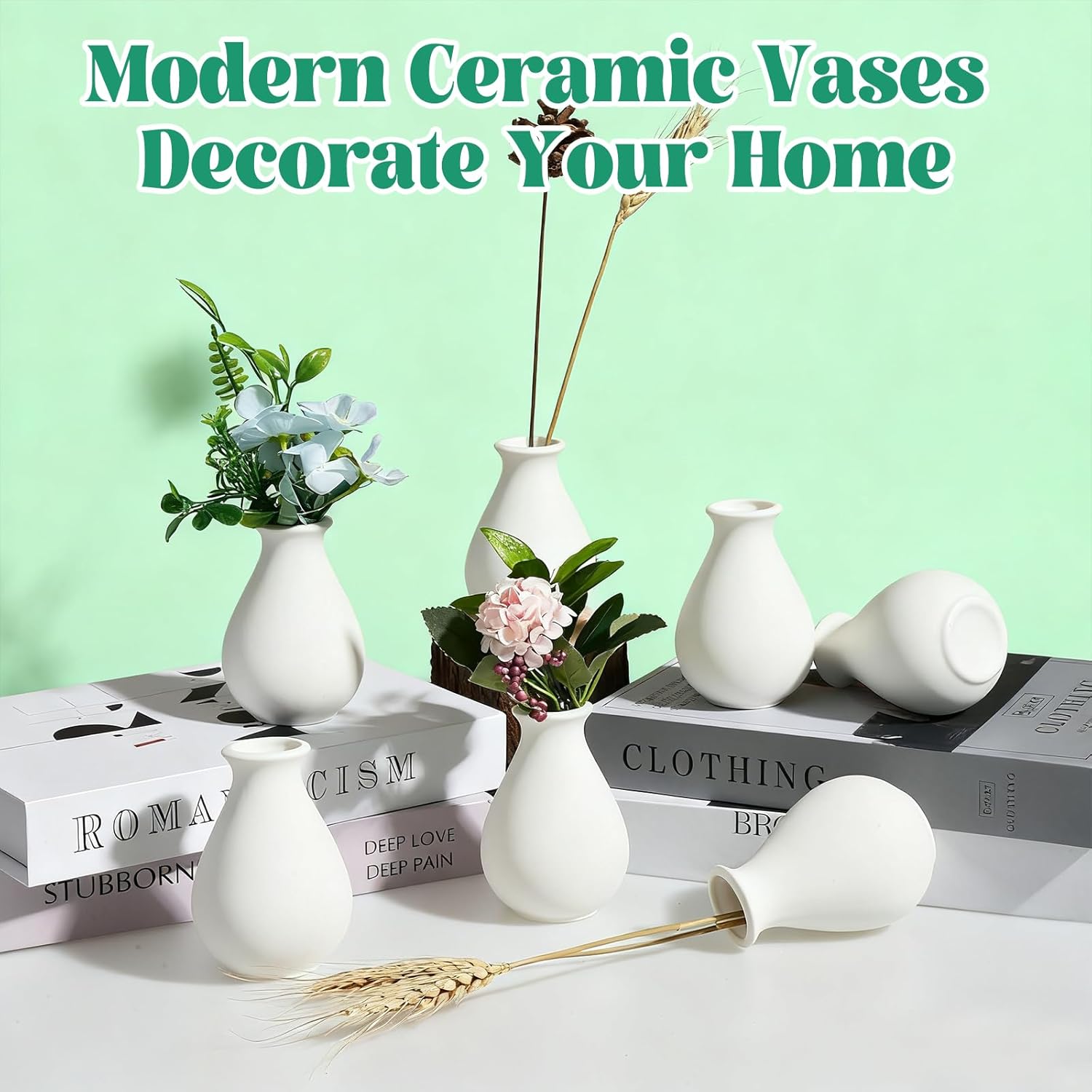 15 Pack White Ceramic Bud Vases Bulk, 3.9 Inch Small Boho Flower Vase, Matte White Vase for Centerpieces, Pampas Grass, Dried Flowers, Wedding Table and Home Décor