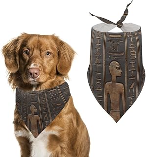 Ancient Egyptian Hieroglyph Dog Bandanas for Feeding Grooming, Triangle Pet Bibs for Cats & Dogs Washable Fashion Pets Scarf for Party Travel 27.6 X 11.8 Inch