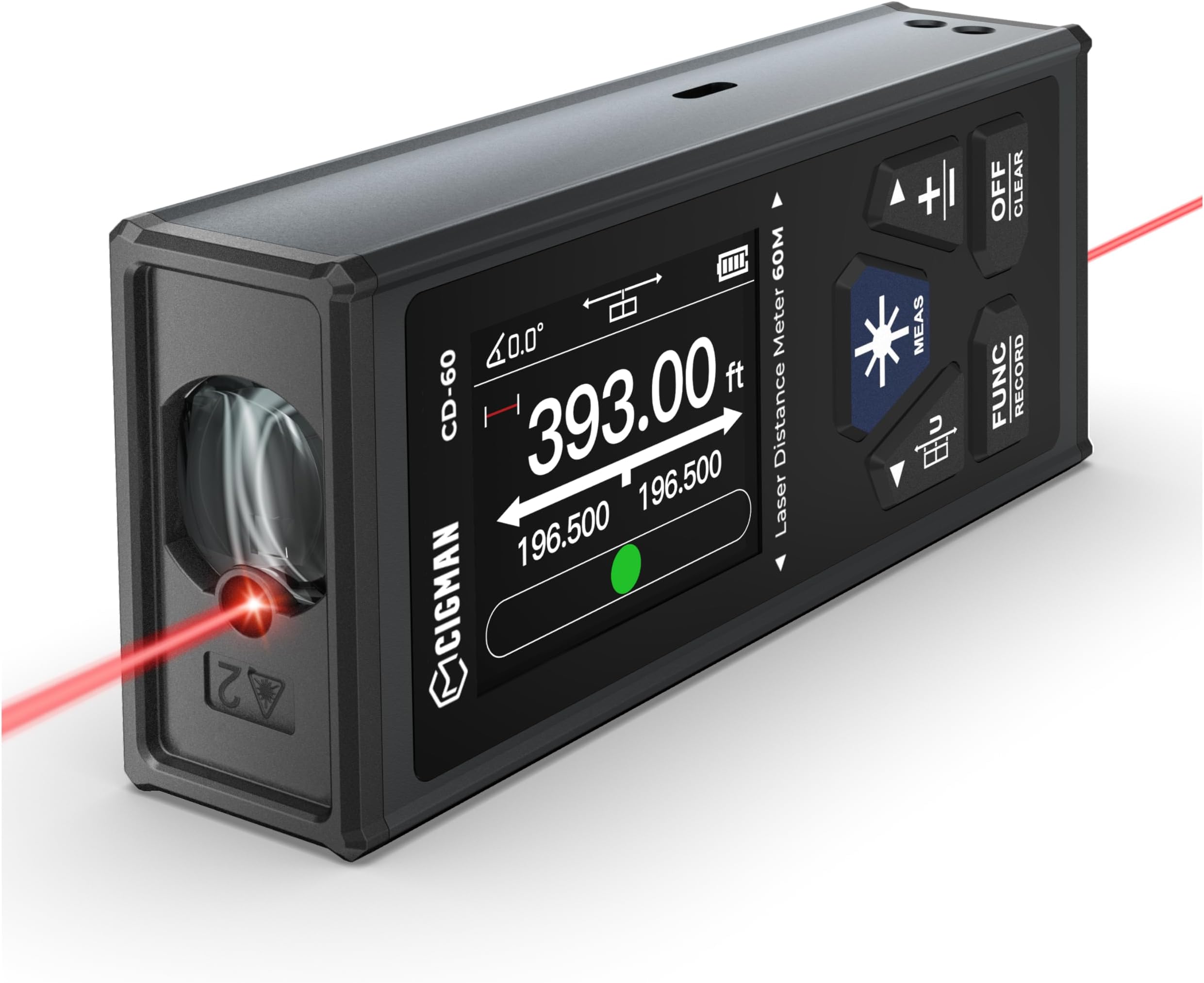 - Dual Laser Distance Meter 393ft/120M Bilateral Laser Measurement Tool Rechargeable Laser Measure with M/in/Ft Multiple Units Multifunctional Laser Measure(Laser Level is Class II,Output<1mW)