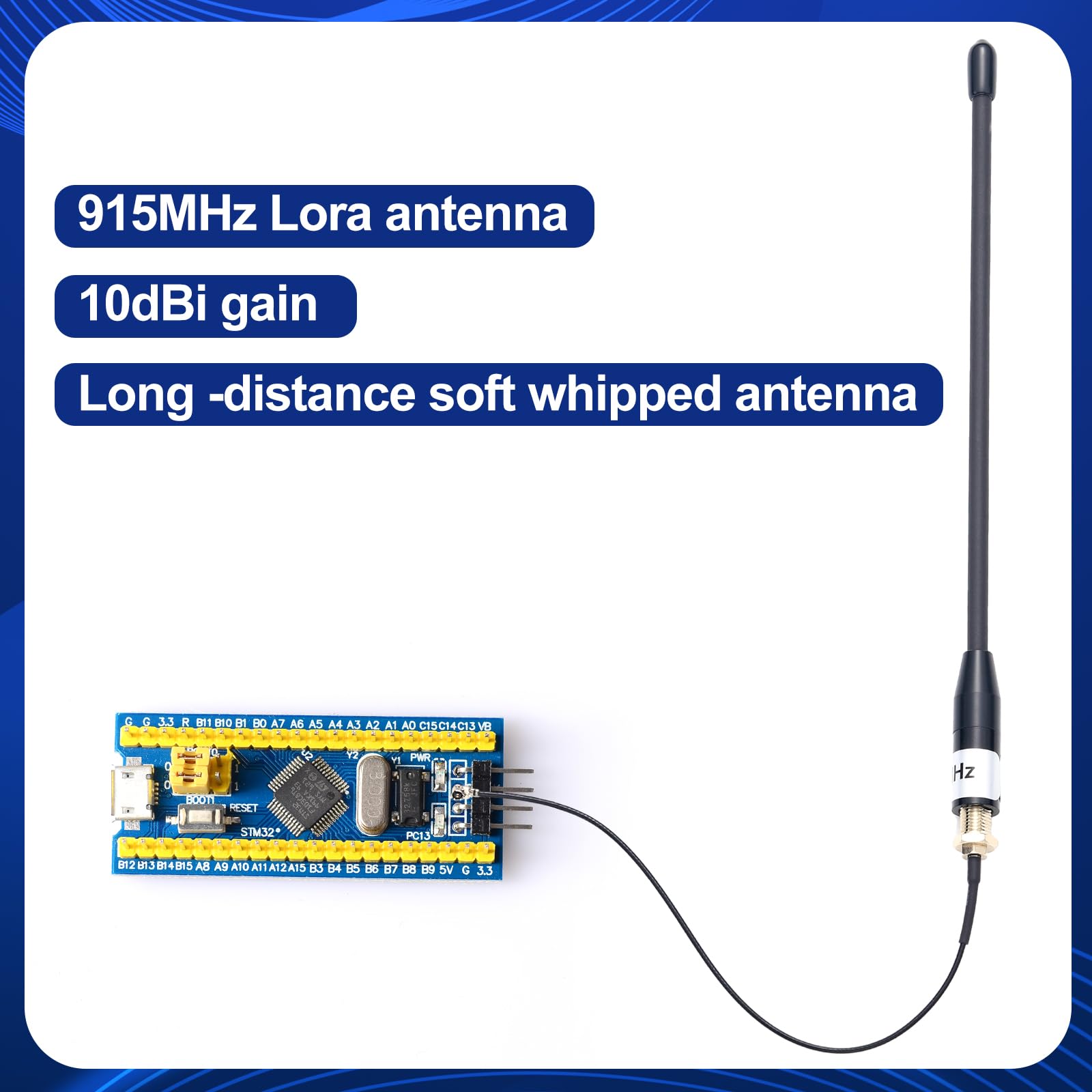 Relaxweex Antena Whip compatible con antena de látigo suave macho Omni SMA de 915 MHz, 10 Dbi, 17 cm, 2 unidades, color negro
