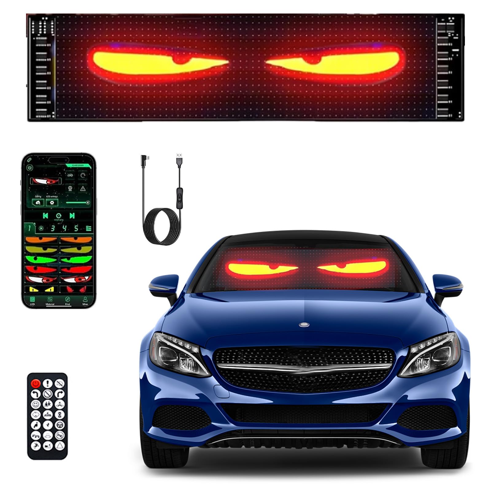 Ojos de diablo LED para coche y camión con pantalla programable y texto interactivo 8
