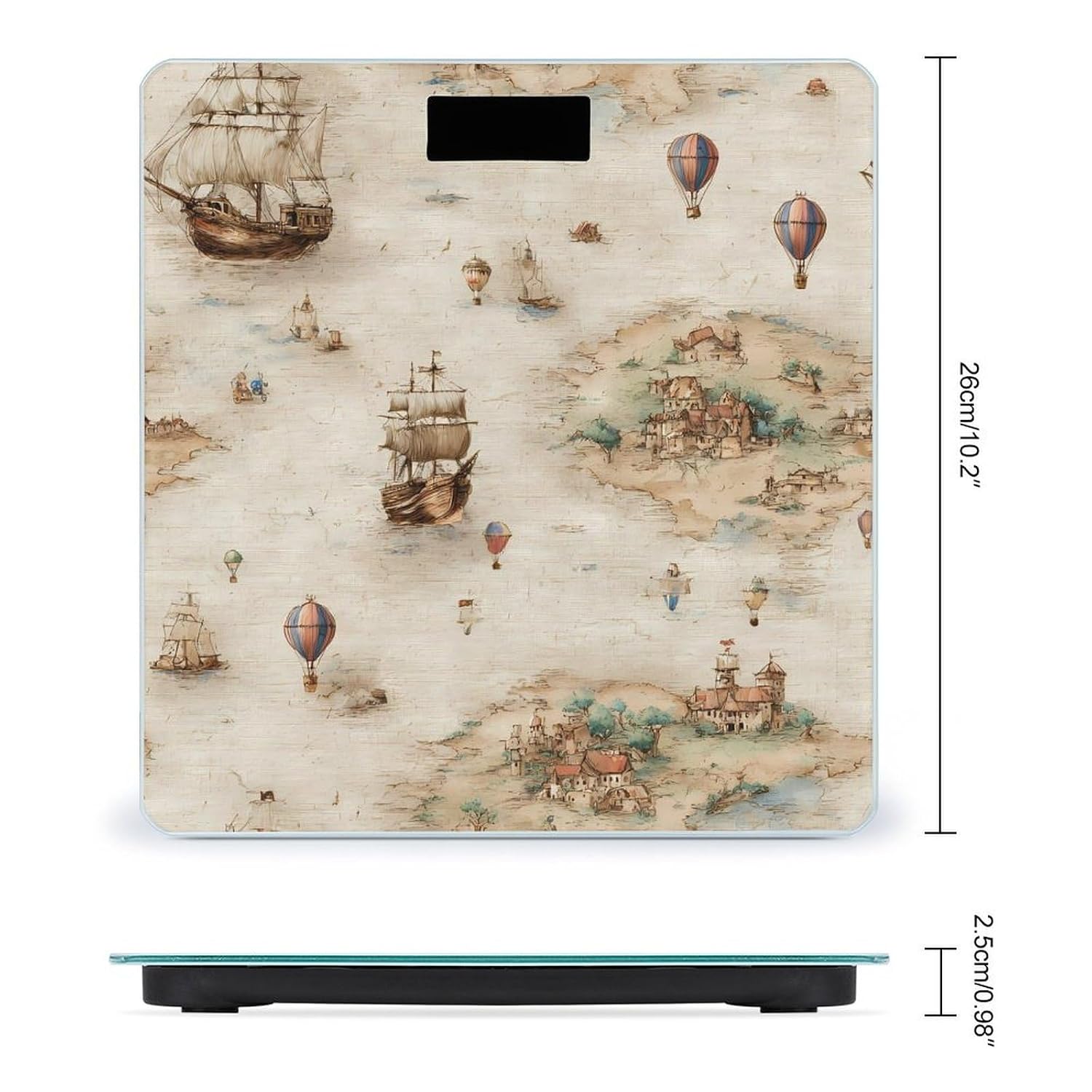 Sailing Ship Pirate1 Hot Air Balloon Digital Body Weight Scale LCD Backlight Display for Bathroom Gym