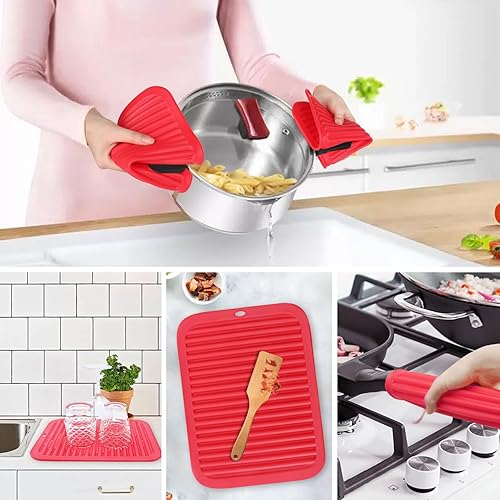 Vista 114 de Alfombrillas salvamanteles de silicona, soportes de silicona para ollas y sartenes calientes, tapetes resistentes al calor para mesas, encimeras