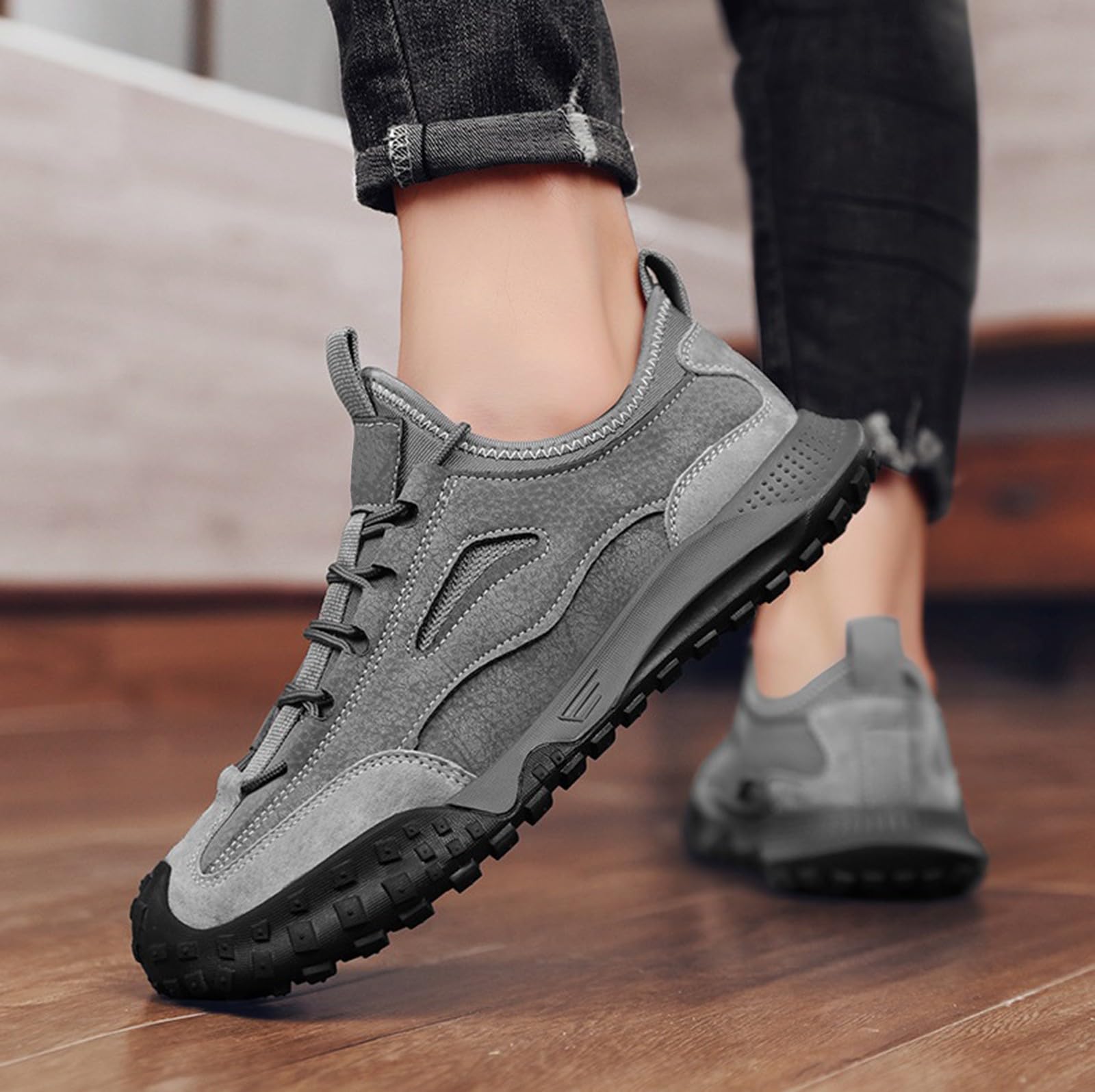 Sportschuhe Herren Retro - Sneaker Orthopädische Turnschuhe Mit | Schnürsenkel Walkingschuhe Hoch Laufschuhe Rutschfest Sommerschuhe Atmungsaktive Leichtgewichts Freizeitschuhe Für Wandern