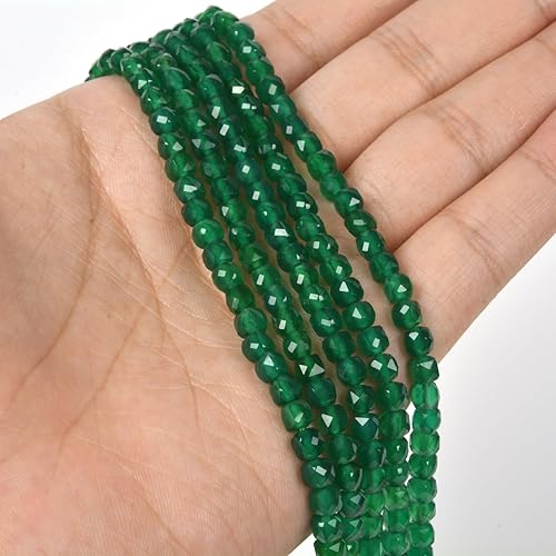 Miniatura 3 de Cuentas cuadradas sueltas de ágata verde natural de 0.157 pulgadas (0.157 in) para hacer joyas y cuentas de bricolaje