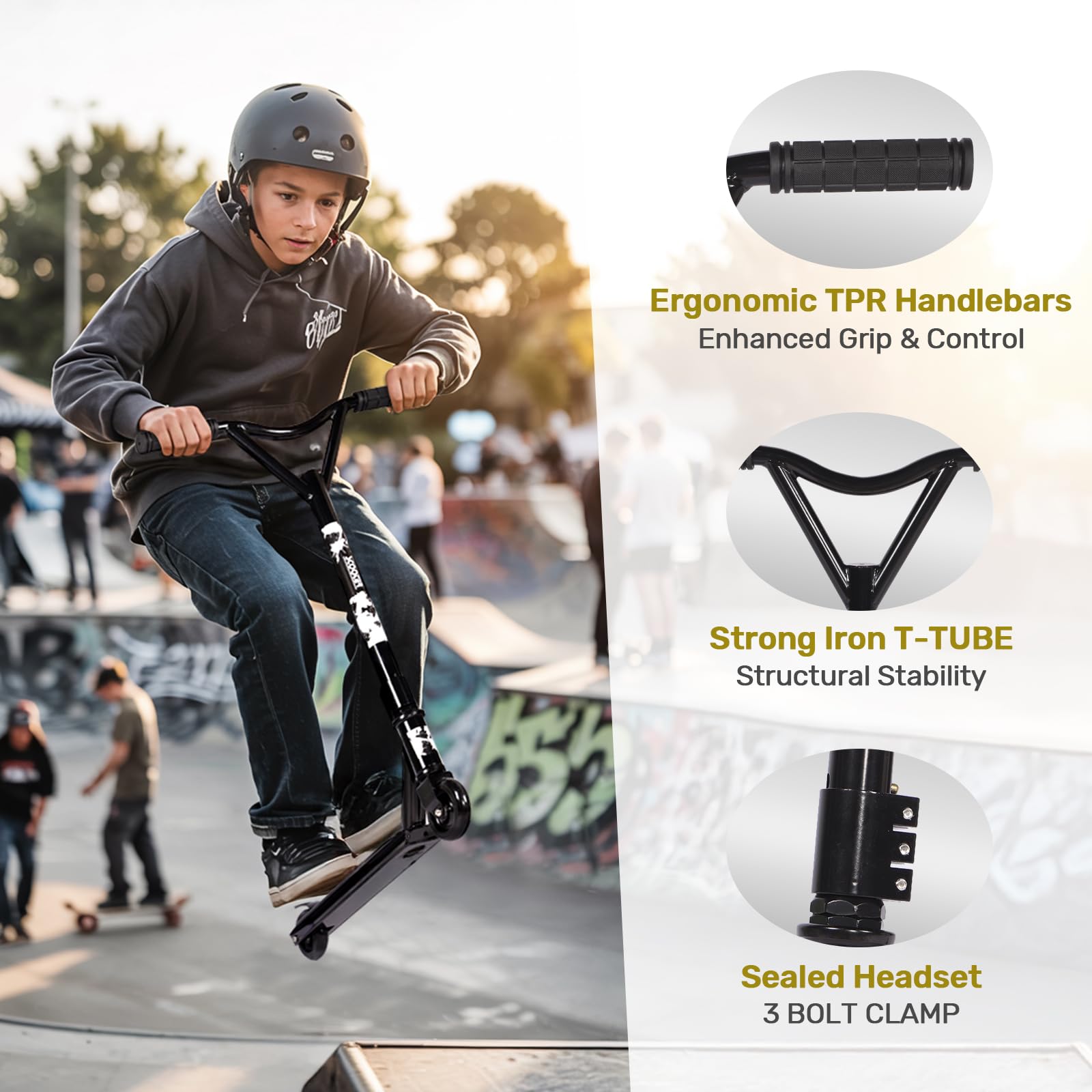 Patinete de Truco Pro, Cubierta de Aluminio, Ruedas de 100 mm, Patinete Deportivo Kick Street Freestyle