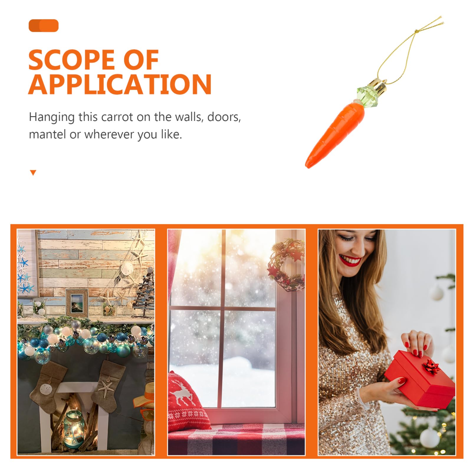 TOPBATHY 72 Pcs Carota Ciondolo Pasqua Decorazioni Appese Carota Decor Festival Per Pasqua Partito Bunny ativa Ornamento Di Natale Coniglio Di Plastica Finta