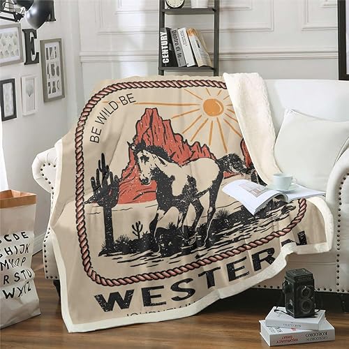 Erosebridal Manta occidental tamaño Queen de 90 x 90 pulgadas, manta de caballo para vaquera, viaje al oeste salvaje, desierto, aventura, manta de