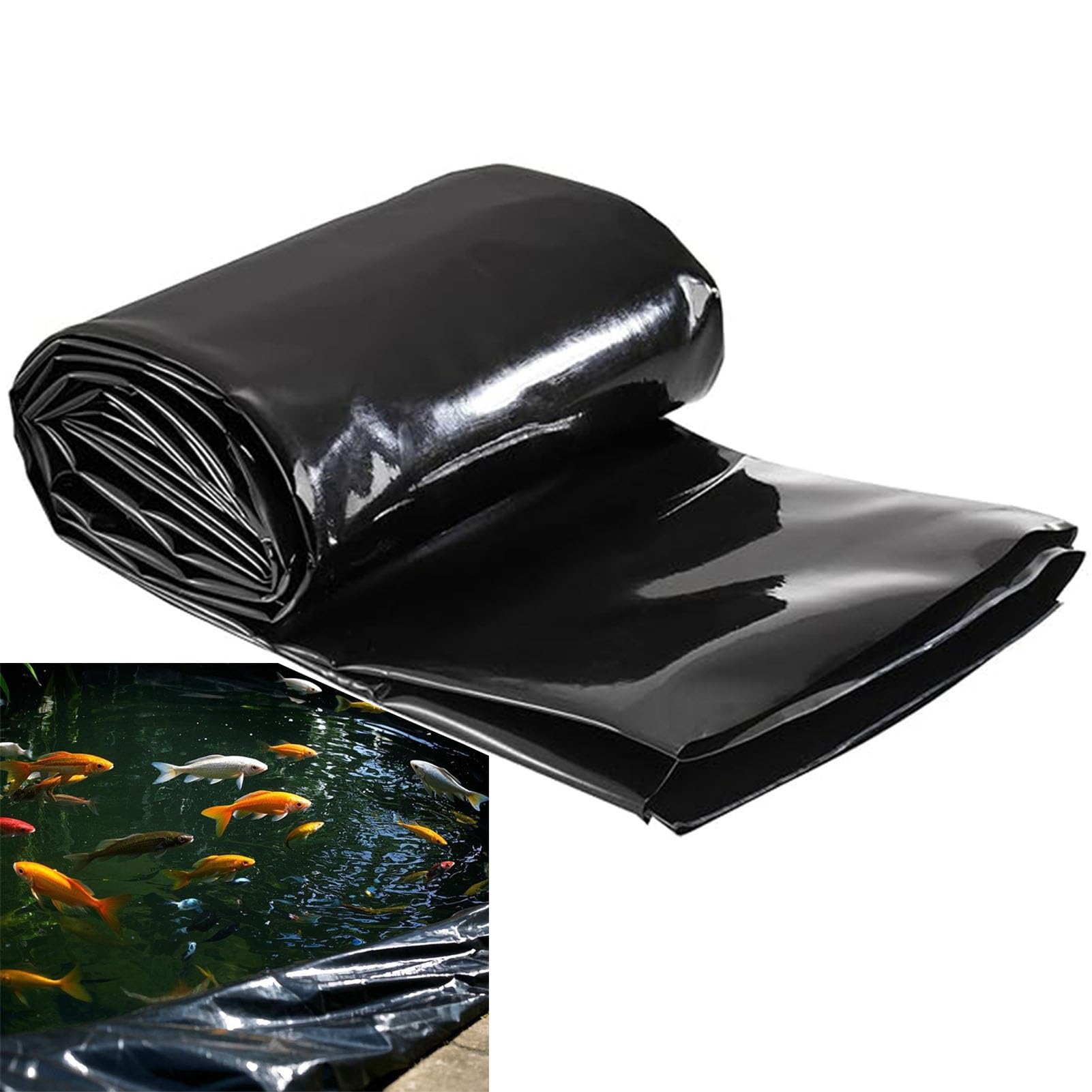 GJZQDKX Durable Black Fish Pond Liner 6x10m (19.7x32.8ft) Impermeable Tarpaulin Membrane for Landscaping Water Features Streams Fountains and Gardens.