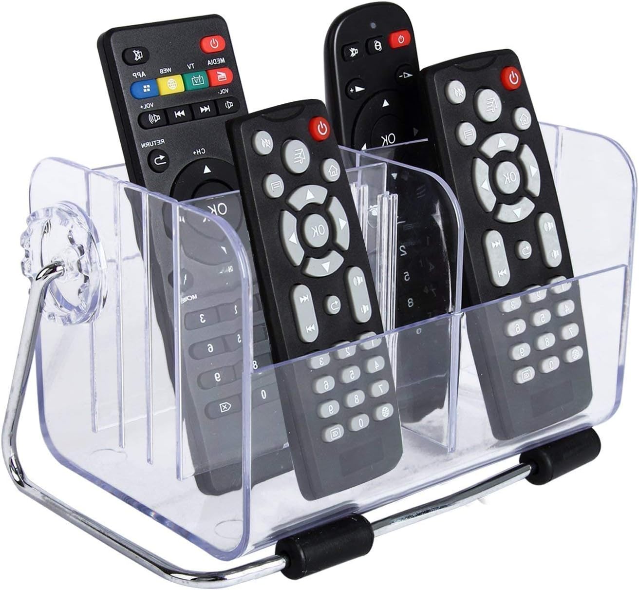 Clear TV Remote Control Mobile Phone Organizer Storage Box Stand Holder Transparent Case - Remote Organiser