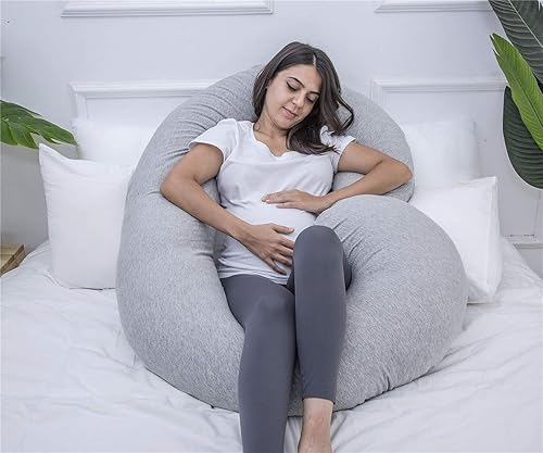 Miniatura 6 de Almohada de embarazo, almohada de cuerpo completo en forma de C para apoyo a la maternidad, almohada para dormir para mujeres embarazadas con funda