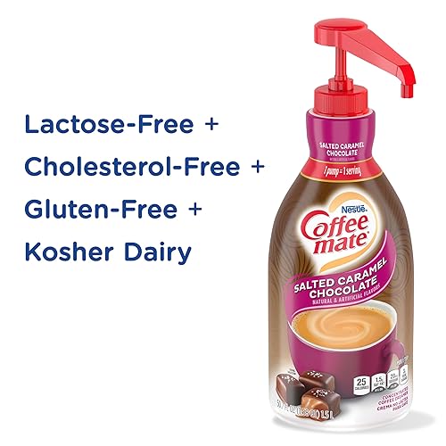 Miniatura 2 de Nestle Coffee mate Crema de café chocolate con caramelo salado botella con bomba de líquido 507 onzas el empaque puede variar