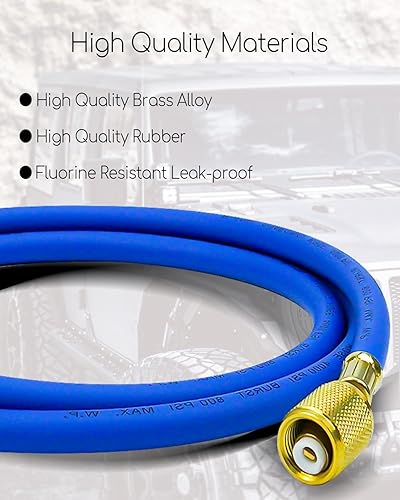 Miniatura 5 de Manguera de 38 pulgadas de diámetro azul para R410A y todos los refrigerantes comunes, manguera de refrigerante de presión de trabajo de 800 PSI 38